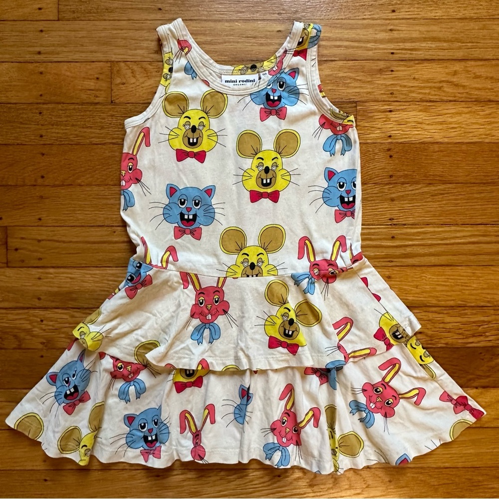 Mini Rodini Girls Cat/Mouse/Bunny Dress, 104-110, 3-5 Years